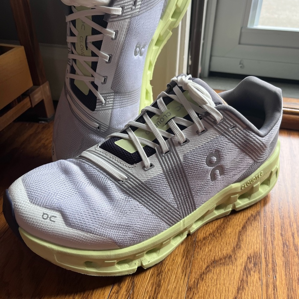 On Running White and Green Sneakers